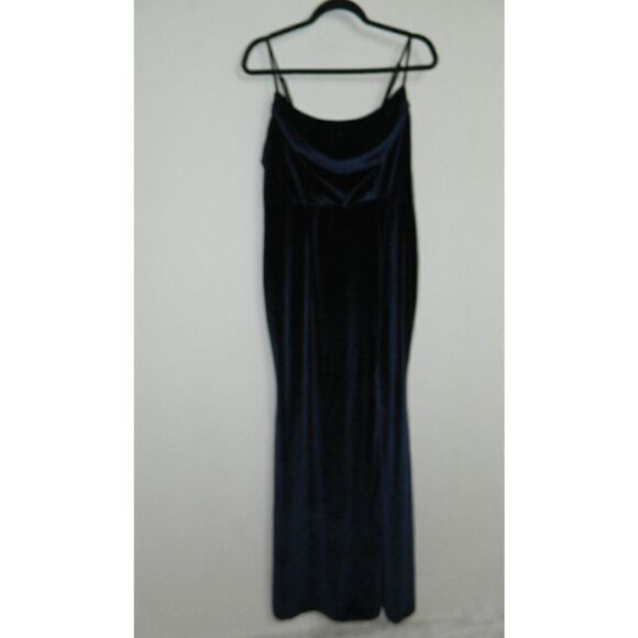 Lulu's Dress Elegant Luxury Navy Blue Velvet Cowl Neck Maxi Size X-Large - Picture 2 of 7